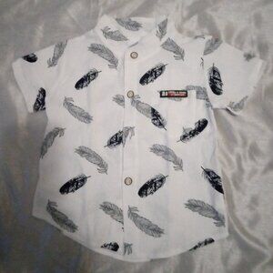 Bekker & Strom boy's shirt size3Y white w/bkl leaves short sleeves summer wear